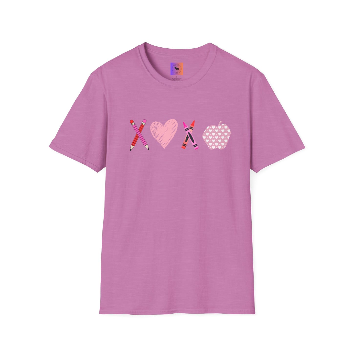 Teacher Valentine T-Shirt — Pencils, Crayon Apple & XOXO