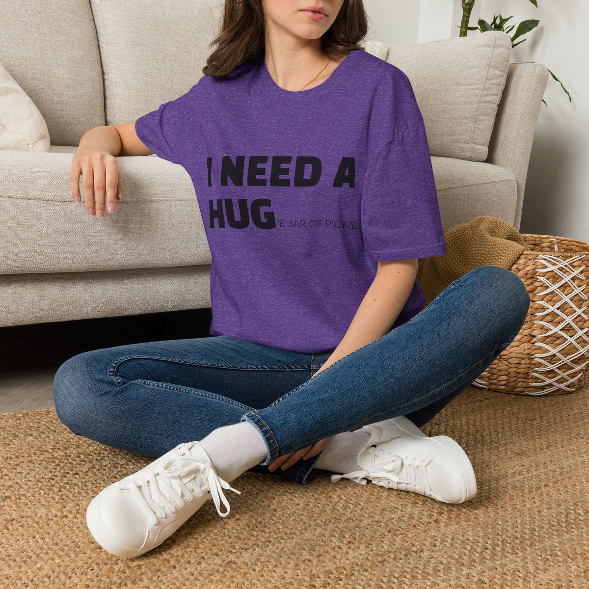 I Need A Hug T-Shirt — Funny "I Need a Hug (or a Jar of Pickles)" Graphic Tee