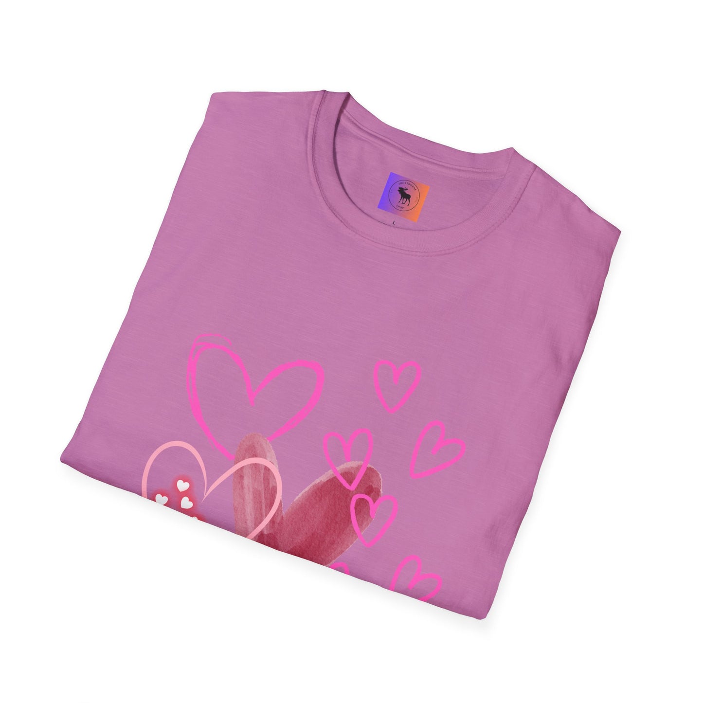 Heart Sketch T-Shirt — Pink Watercolor Hearts Valentine Tee