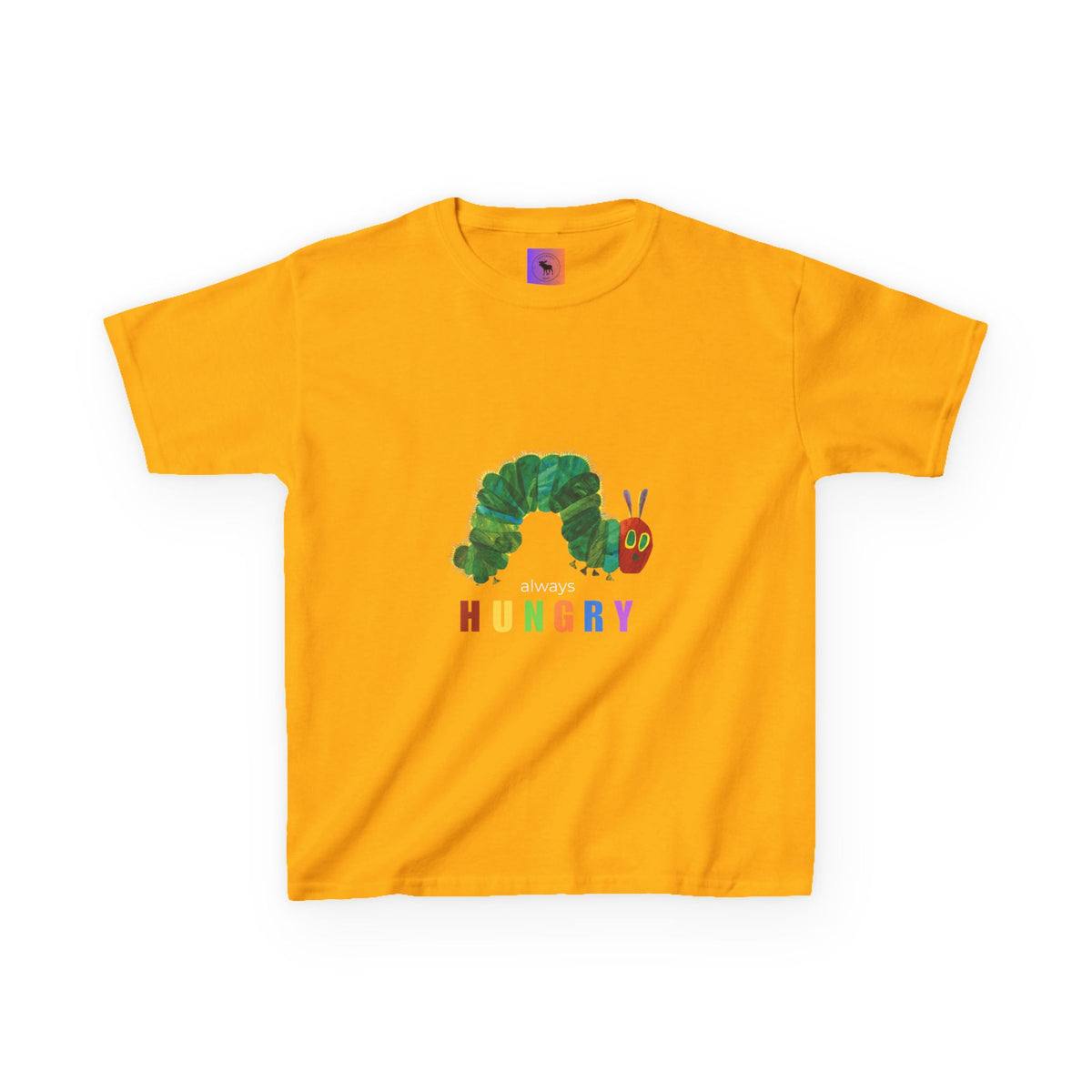 Kids Tee — "Always Hungry" Colorful Caterpillar Graphic