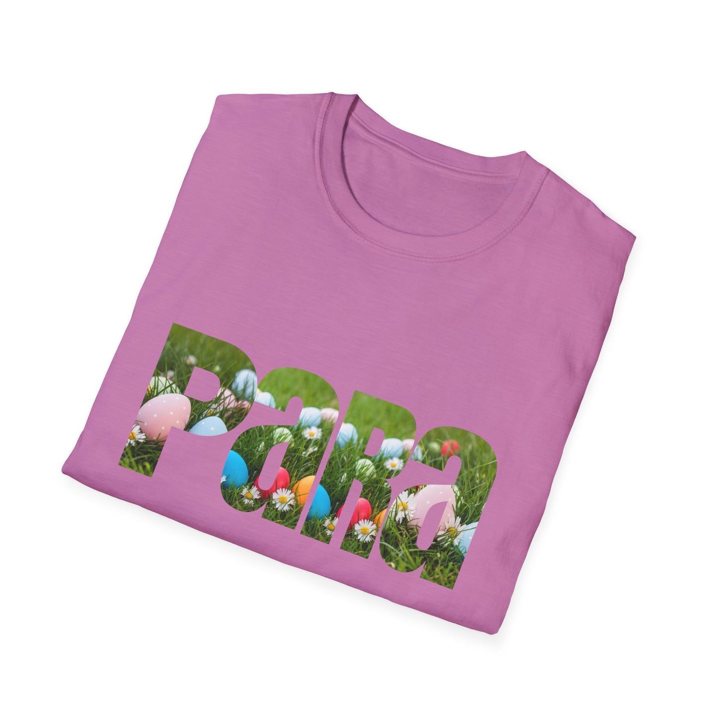 T-Shirt — Floral 'Para' Lettering Tee, easter egg pattern