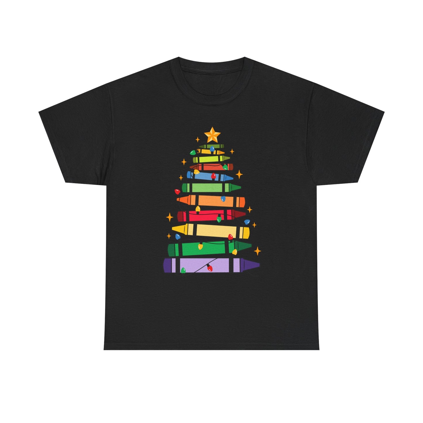 Crayon Tree Teacher Unisex Tee for Christmas Gift, Homeschool T-Shirt, Holiday Apparel, Educator Present, School Tee Shirt