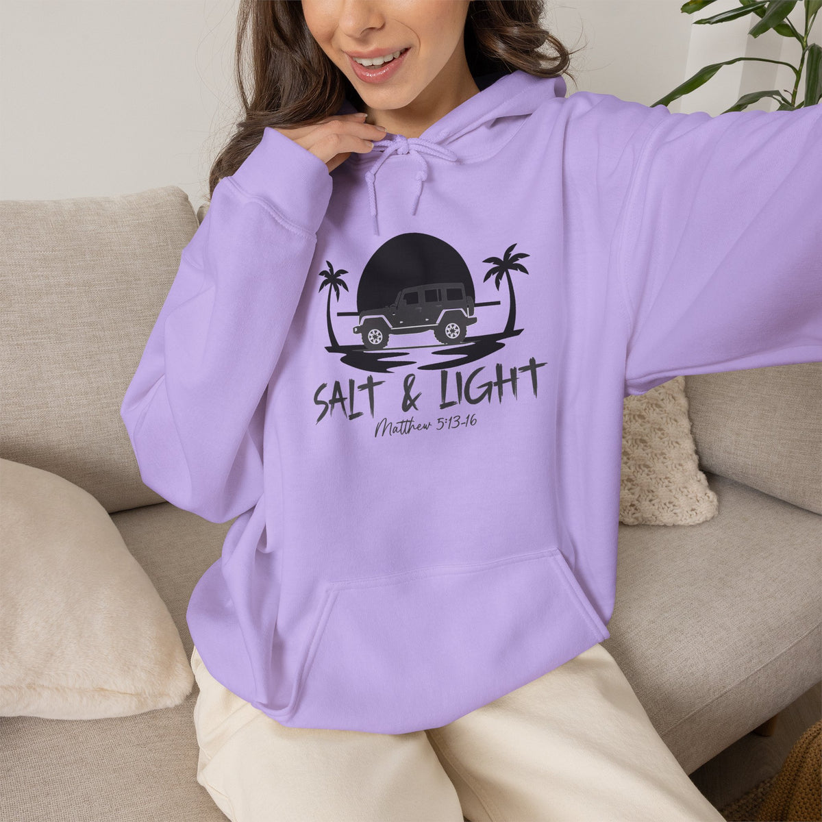 Salt & Light Christian Hoodie – Beach Van Sunset Pullover (Matthew 5:14)
