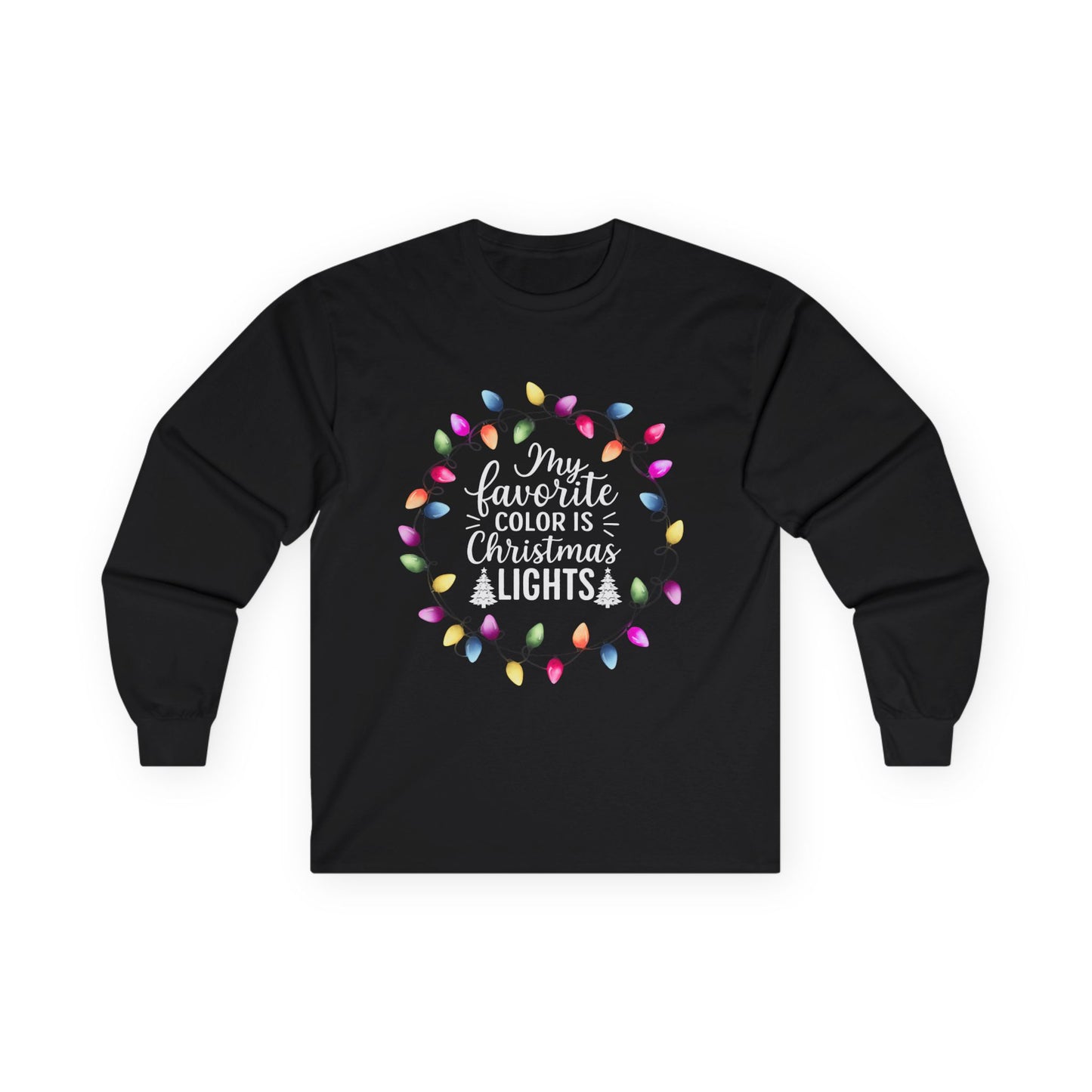Christmas Lights Long Sleeve Tee, Unisex Holiday Shirt, Festive Apparel, Gift for Her, Xmas Party Outfit