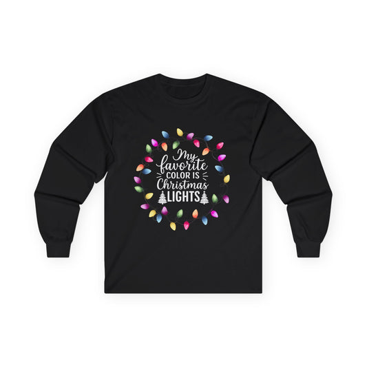 Christmas Lights Long Sleeve Tee, Unisex Holiday Shirt, Festive Apparel, Gift for Her, Xmas Party Outfit