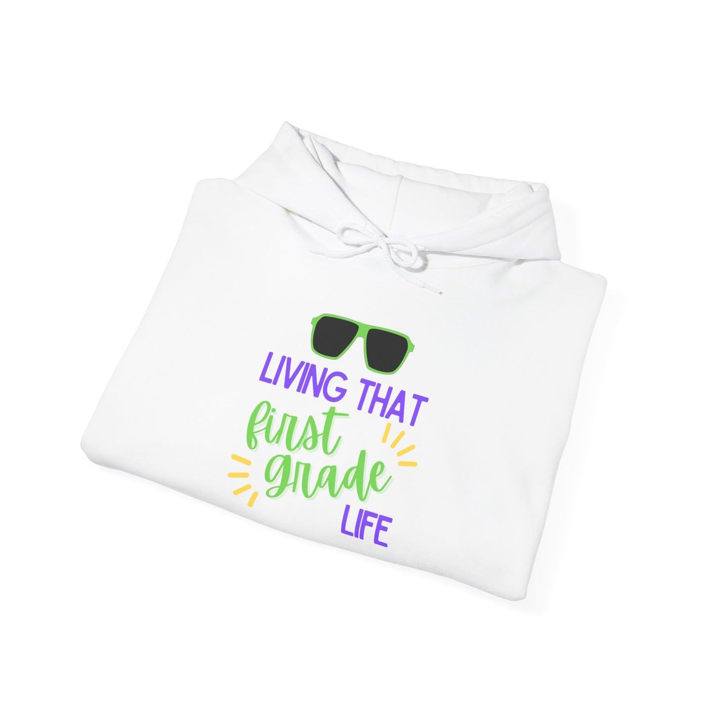Living That first Grade Life Hoodie - Perfect for Students, Graduation Gift, Cool Casual Wear, Back to School, Kids' Style