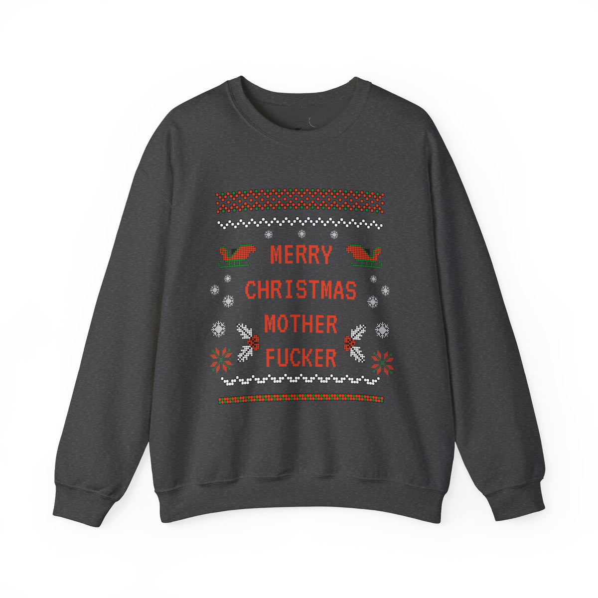 Aggressive 'Merry Christmas' Ugly Sweater Crewneck — Hilarious Adult Holiday Sweatshirt