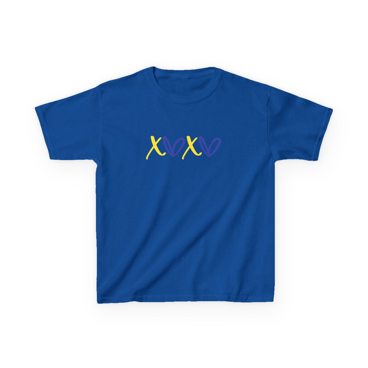 Kids Tee — Blue & Yellow DNA Hearts Design Down Syndrome Awareness,  DS