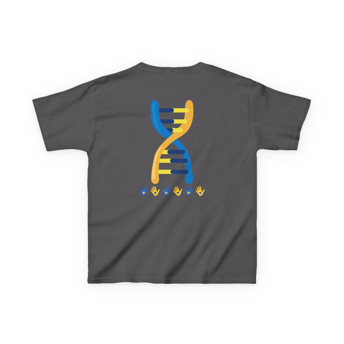 Kids Tee — Blue & Yellow DNA Hearts Design Down Syndrome Awareness,  DS