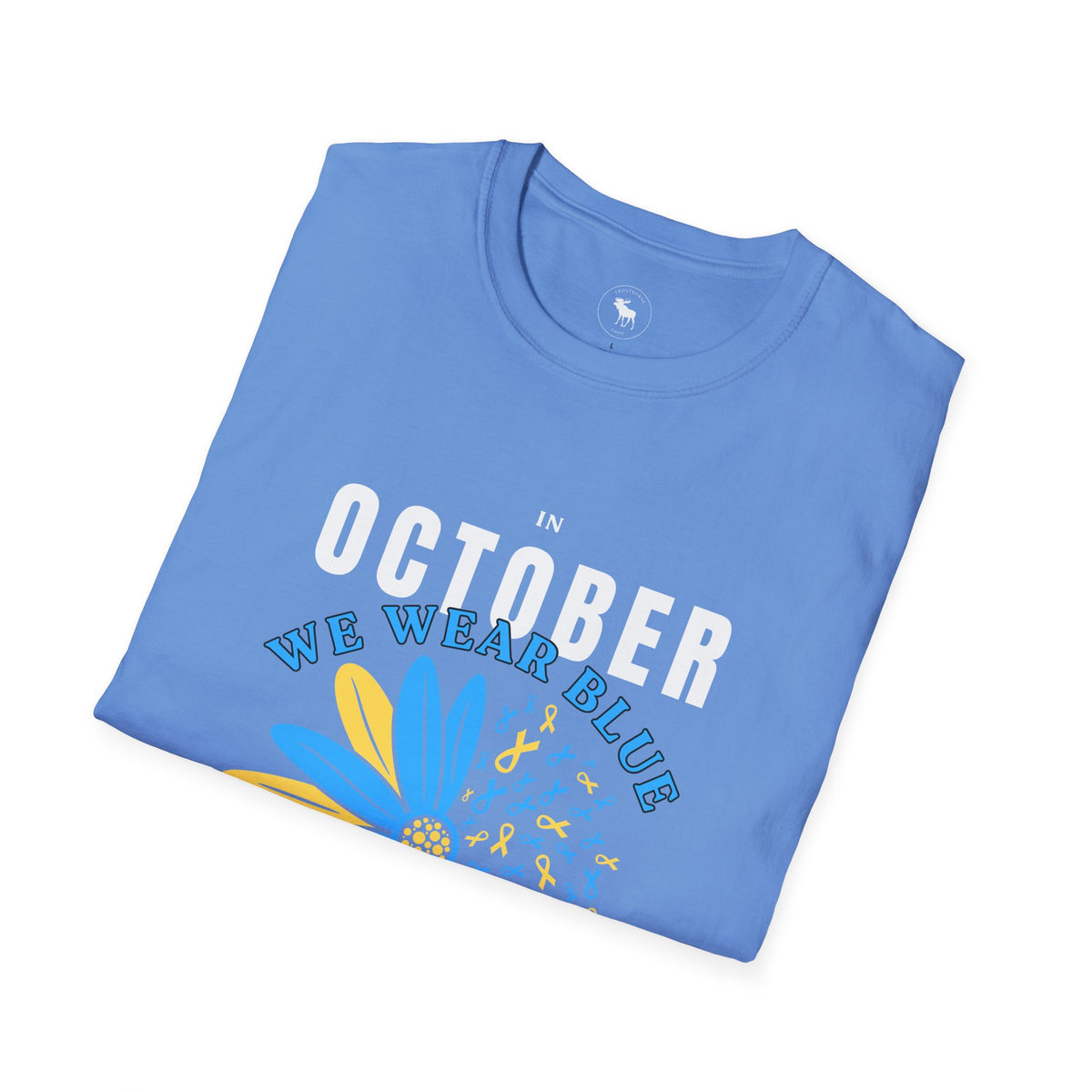 October We Wear Blue and Yellow T-Shirt — Down Syndrome Awareness Daisy Tee