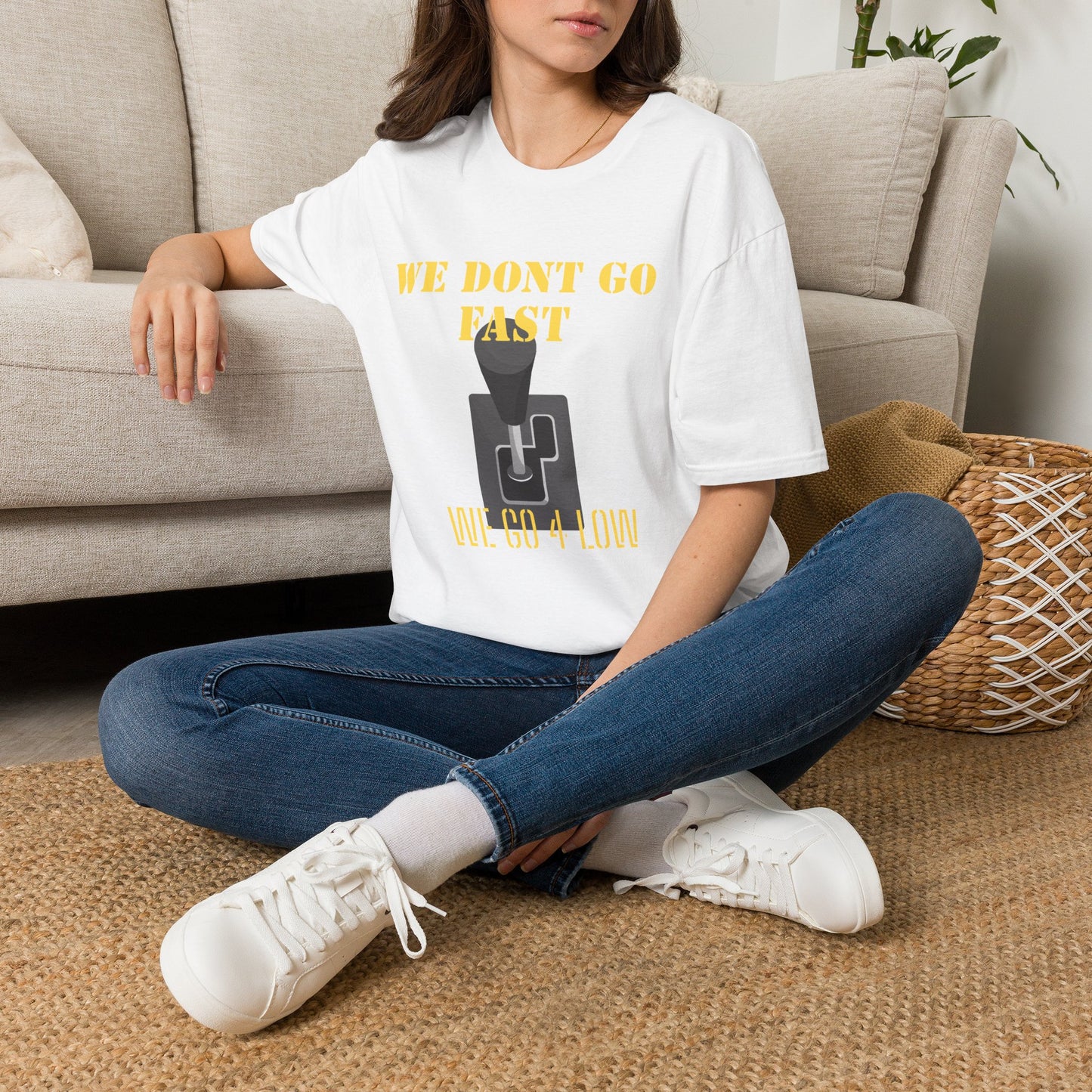 T‑Shirt — “We Don’t Go Fast” Retro Gearshift Tee