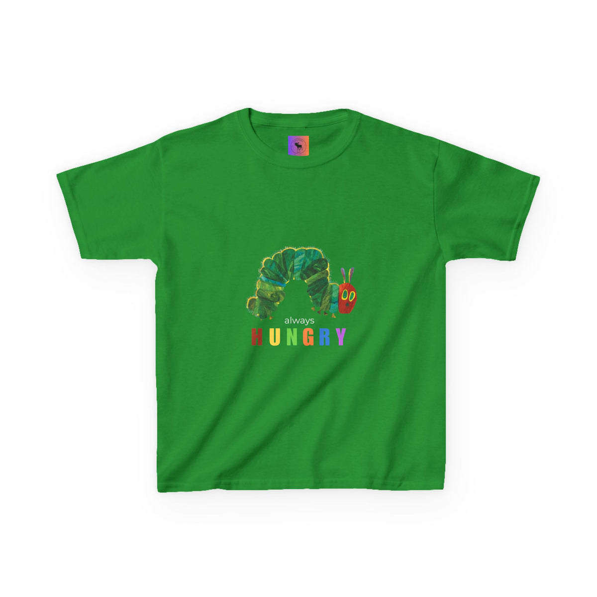 Kids Tee — "Always Hungry" Colorful Caterpillar Graphic