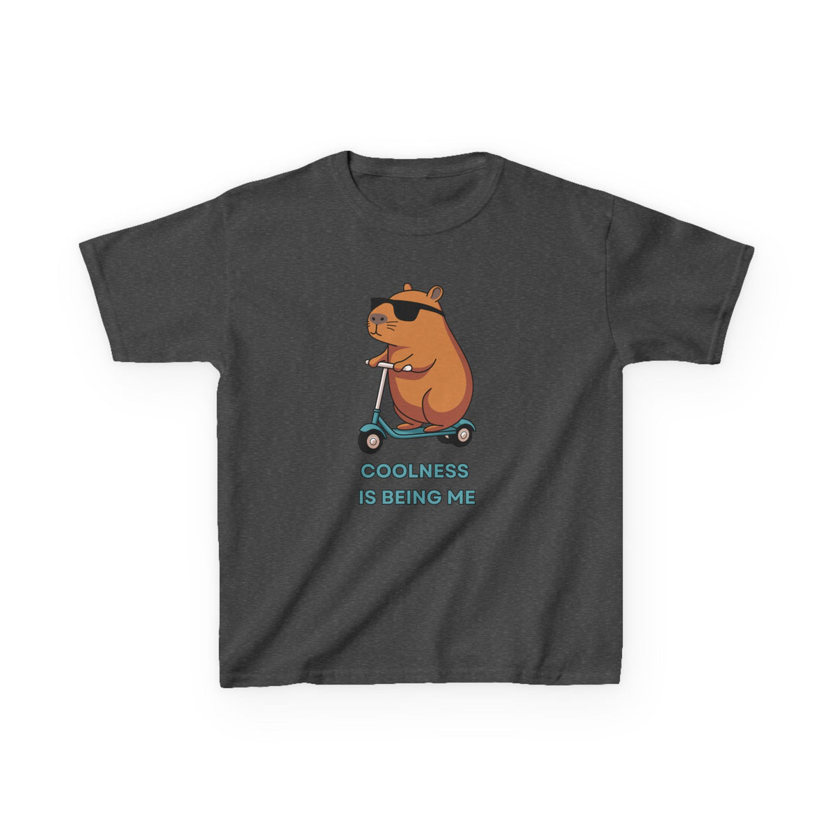 Kids Tee — 'Coolness Is Being Me' CAPYBARA on Scooter Cute Graphic T-Shirt