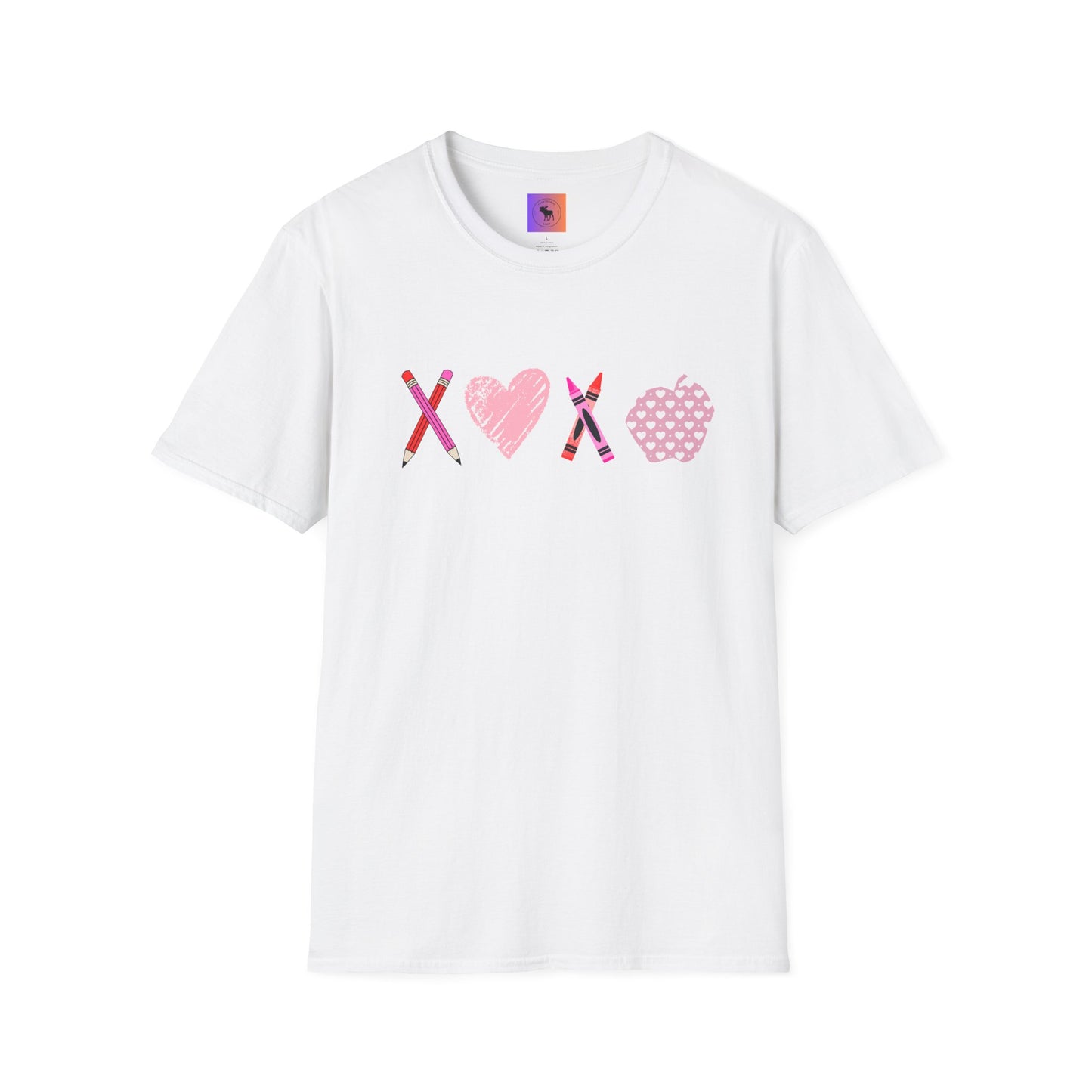Teacher Valentine T-Shirt — Pencils, Crayon Apple & XOXO