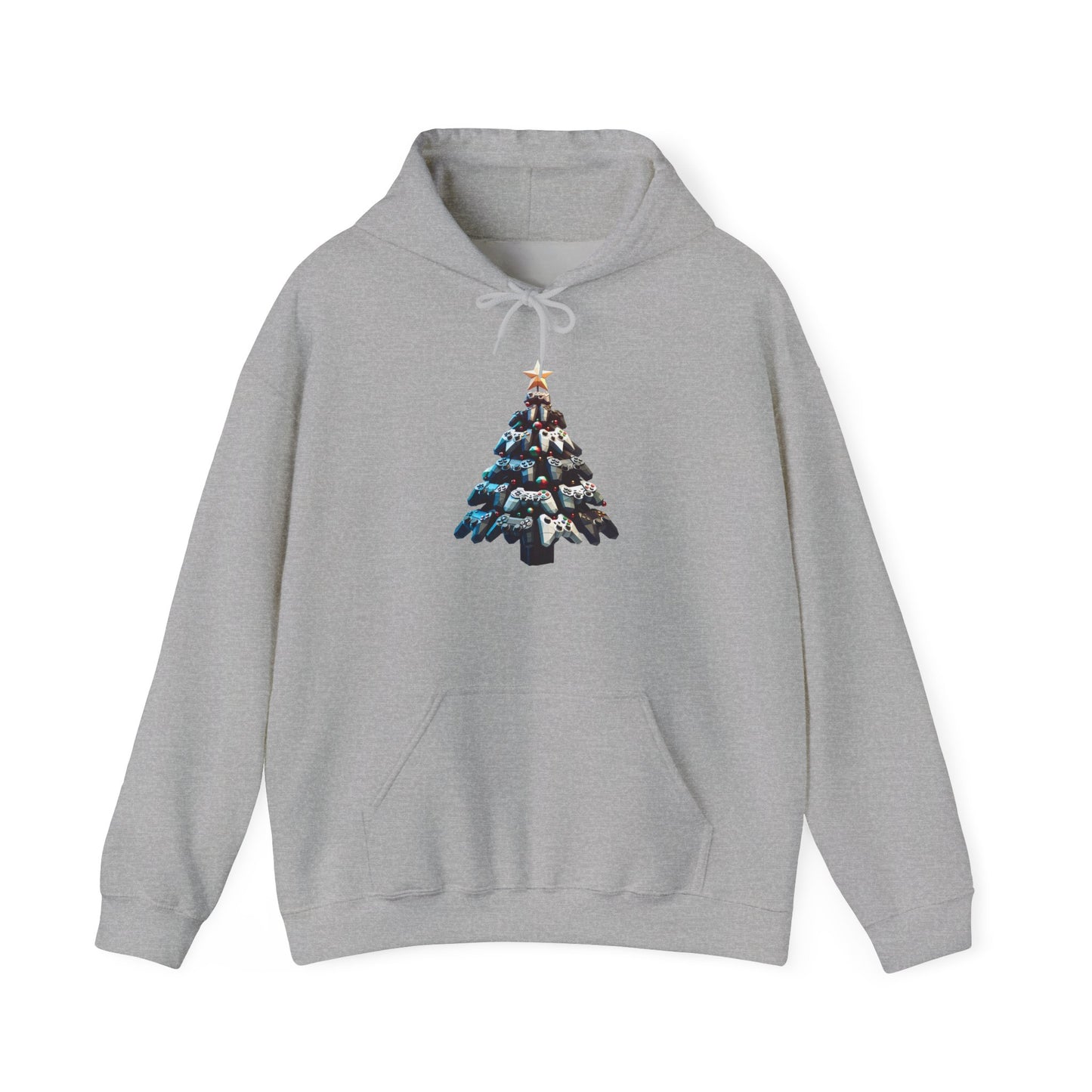 Video Game Console Christmas Tree Hoodie - Gamer Gift Sweatshirt, Holiday Gaming Apparel, Unisex Hooded Jumper, Geeky Christmas Present,