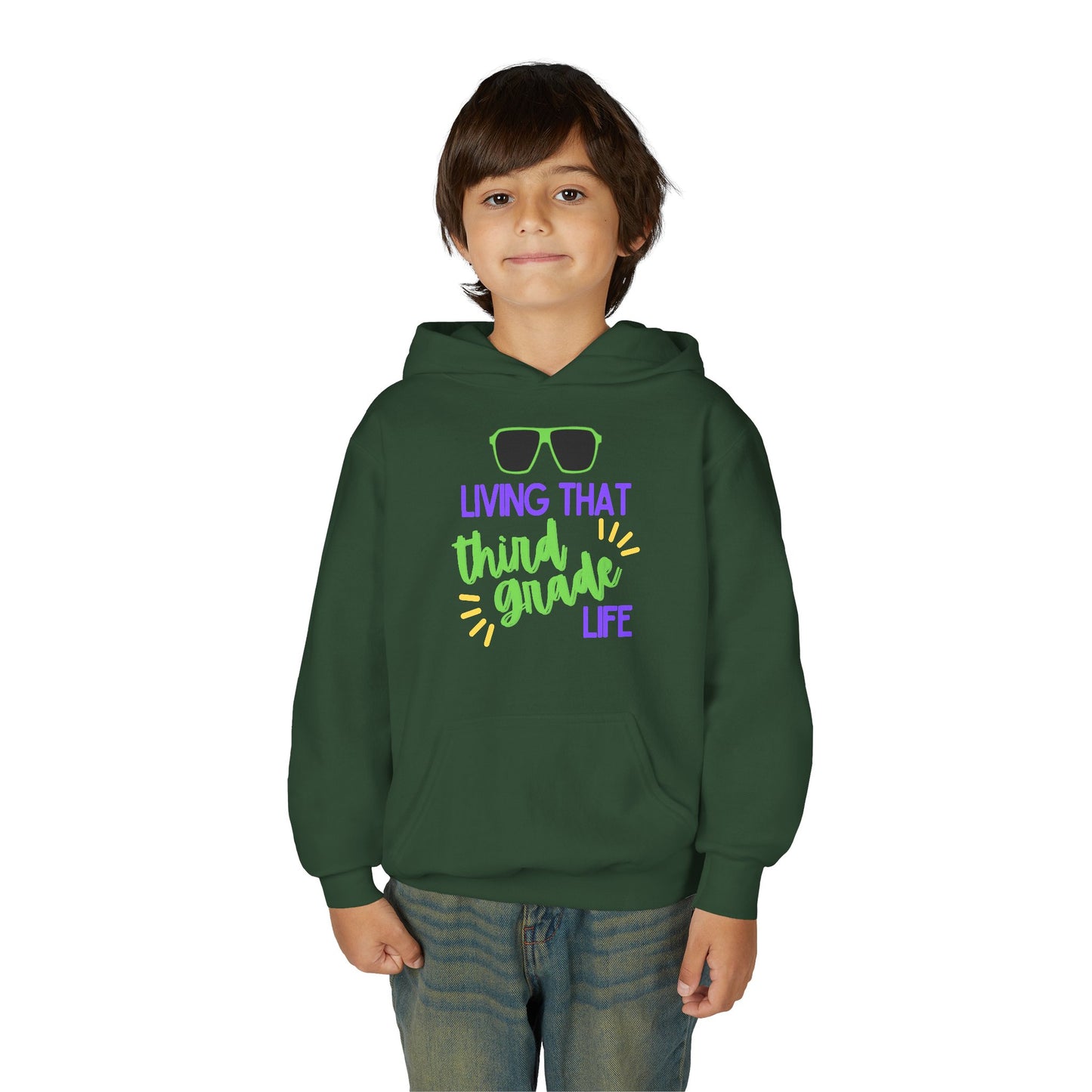 Cool Third Grade Hoodie for Youth, Back to School Gift, Trendy Kids Sweatshirt, Living that Third Grade Life, Fun School Spirit Wear