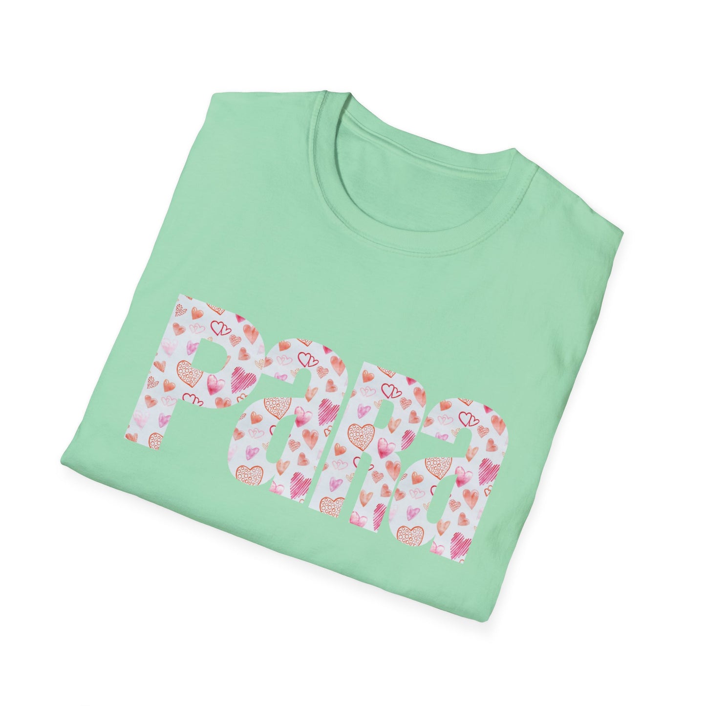 Para heart Text T-Shirt — Pink heart Pattern Graphic Tee