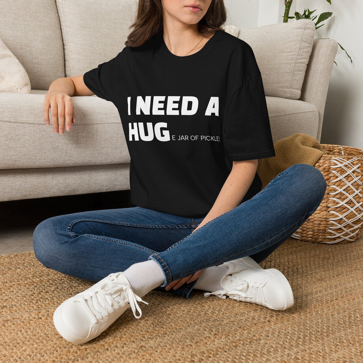 I Need A Hug T-Shirt — Funny "I Need a Hug (or a Jar of Pickles)" Graphic Tee