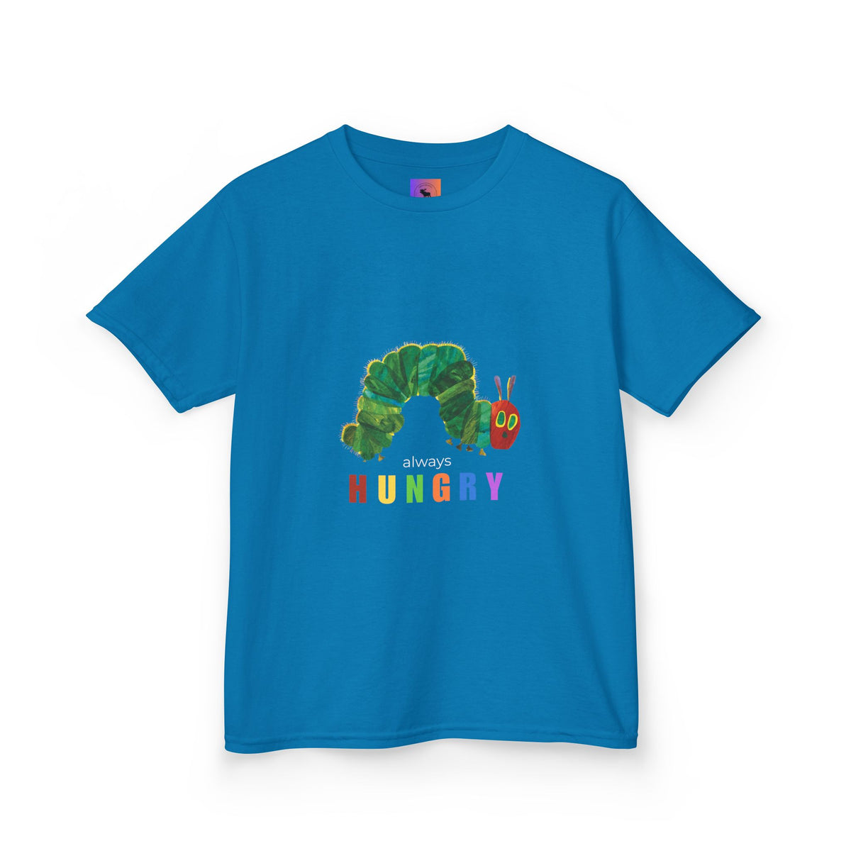 Kids Tee — "Always Hungry" Colorful Caterpillar Graphic