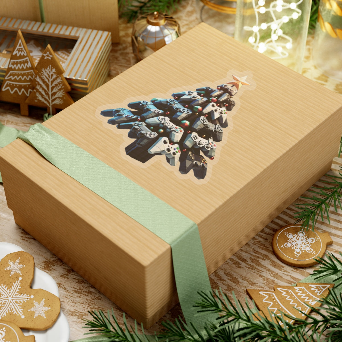 console controller Christmas tree Kiss-Cut Stickers