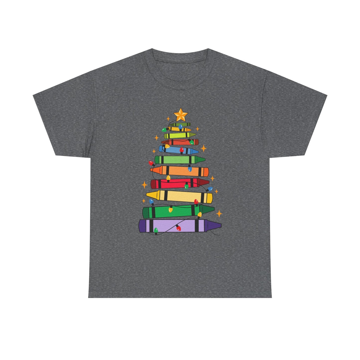 Crayon Tree Teacher Unisex Tee for Christmas Gift, Homeschool T-Shirt, Holiday Apparel, Educator Present, School Tee Shirt
