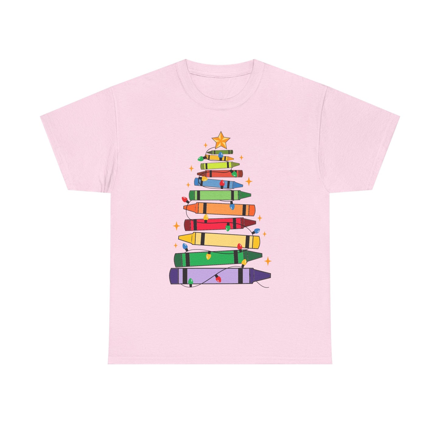 Crayon Tree Teacher Unisex Tee for Christmas Gift, Homeschool T-Shirt, Holiday Apparel, Educator Present, School Tee Shirt