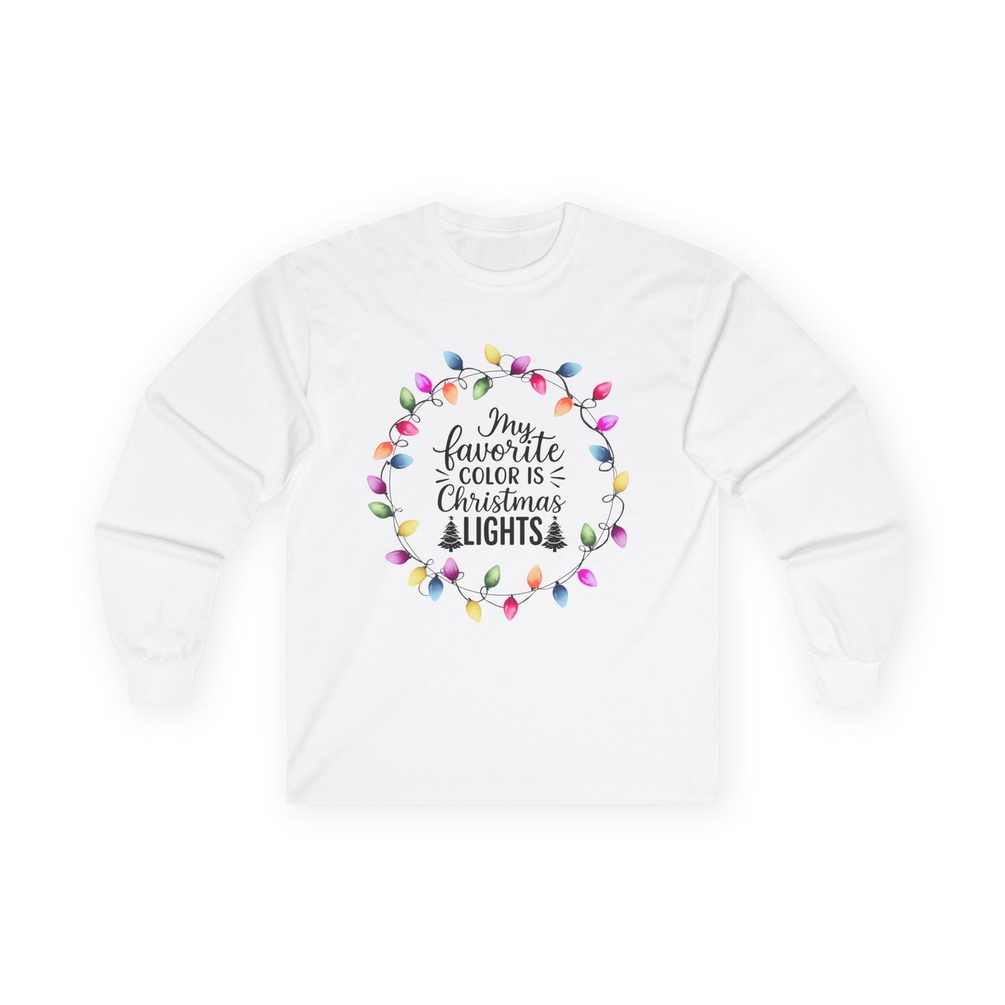 Christmas Lights Long Sleeve Tee, Unisex Holiday Shirt, Festive Apparel, Gift for Her, Xmas Party Outfit
