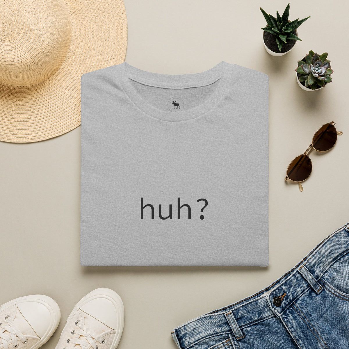 Huh? Minimalist Graphic T‑Shirt — Funny Casual Statement Tee