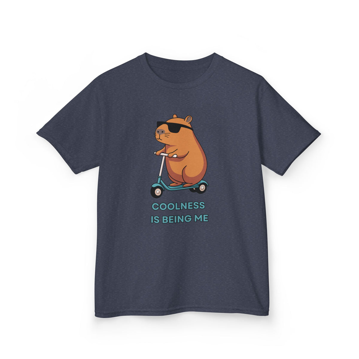 Kids Tee — 'Coolness Is Being Me' CAPYBARA on Scooter Cute Graphic T-Shirt