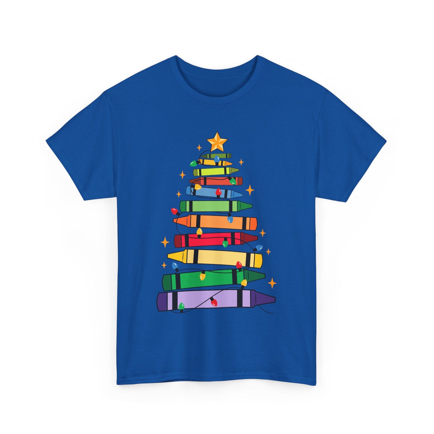 Crayon Tree Teacher Unisex Tee for Christmas Gift, Homeschool T-Shirt, Holiday Apparel, Educator Present, School Tee Shirt
