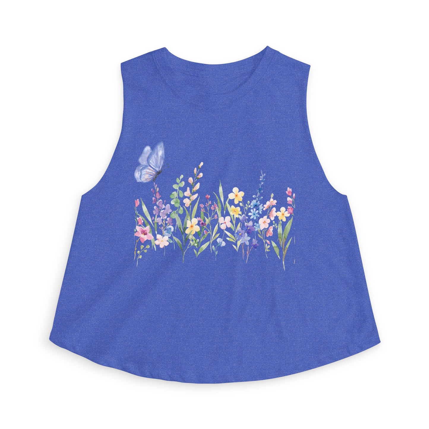 Floral Watercolor Butterfly Crop Top — Women’s Spring Garden Tank