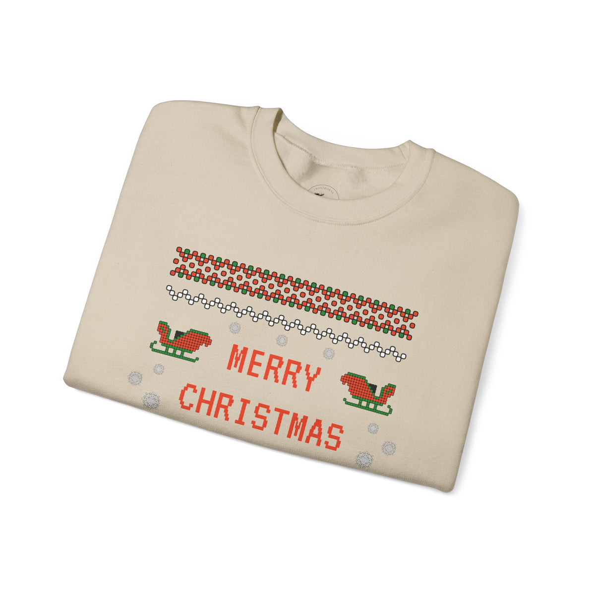 Aggressive 'Merry Christmas' Ugly Sweater Crewneck — Hilarious Adult Holiday Sweatshirt