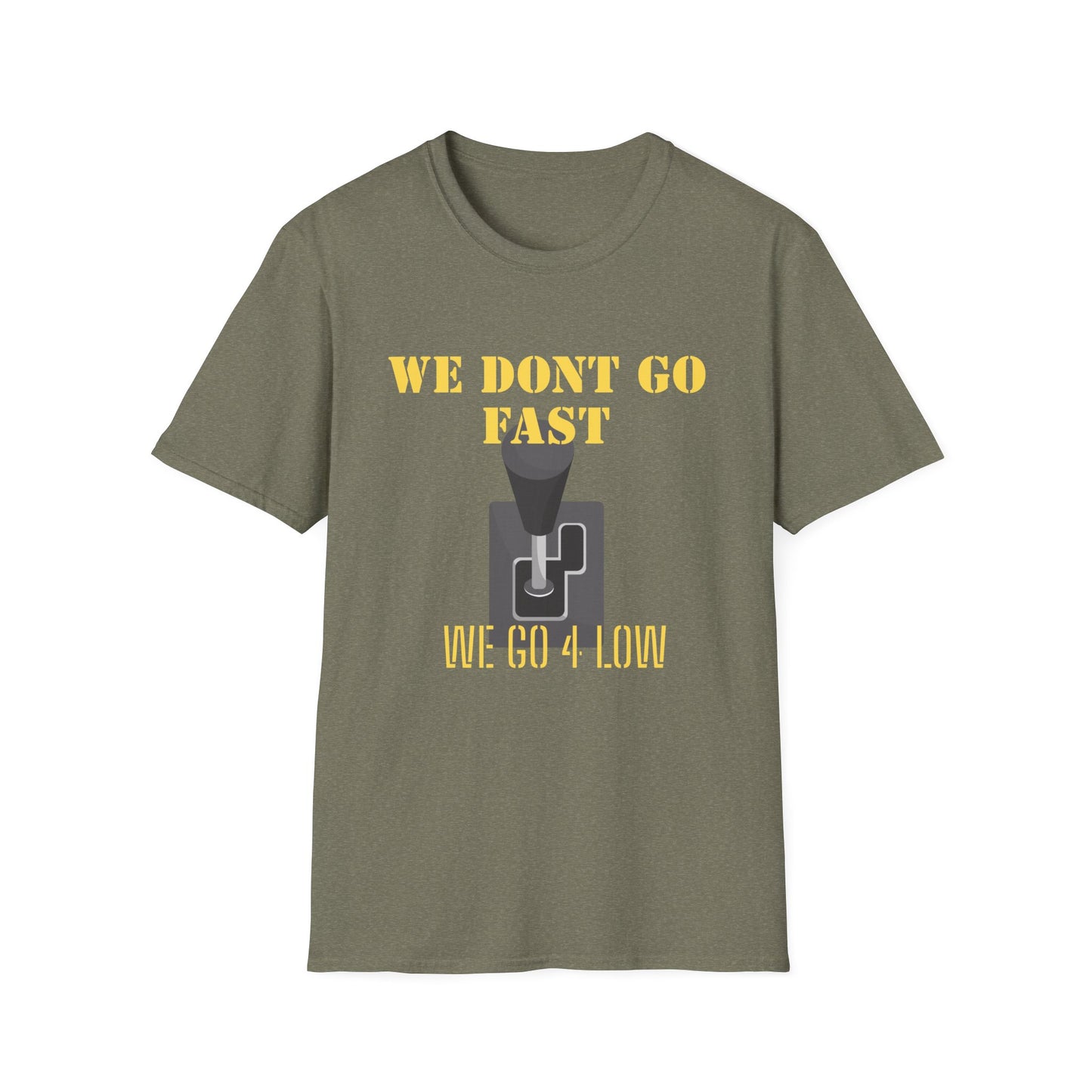 T‑Shirt — “We Don’t Go Fast” Retro Gearshift Tee
