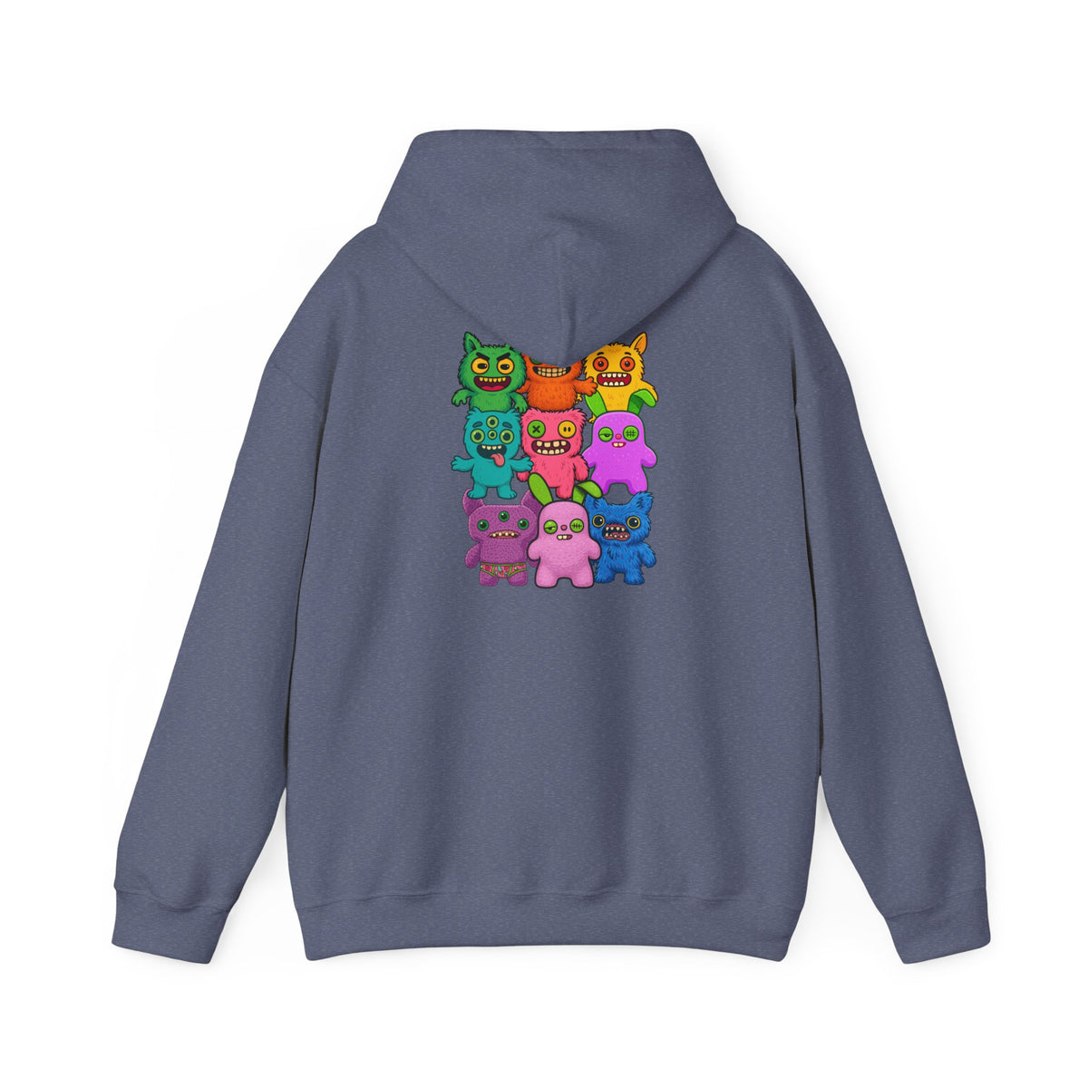 Hoodie Fugglers Colorful Cartoon Monster Crew Graphic Back Print