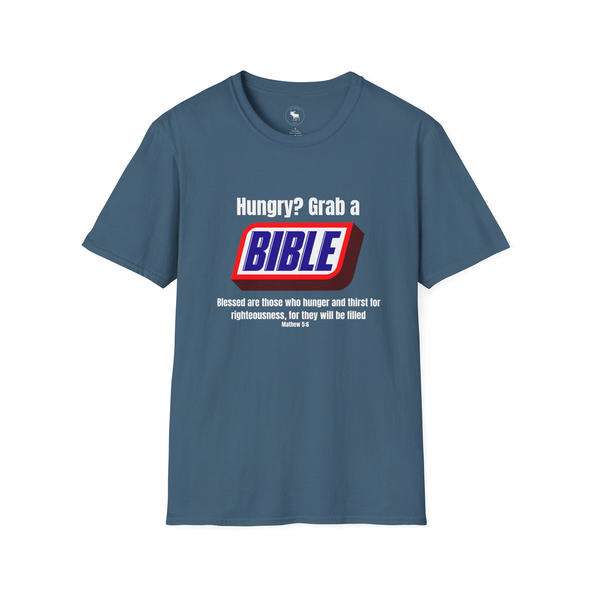 Bible Snack Tee — "Hungry? Grab a Bible" Christian T-Shirt (Matthew 5:6)