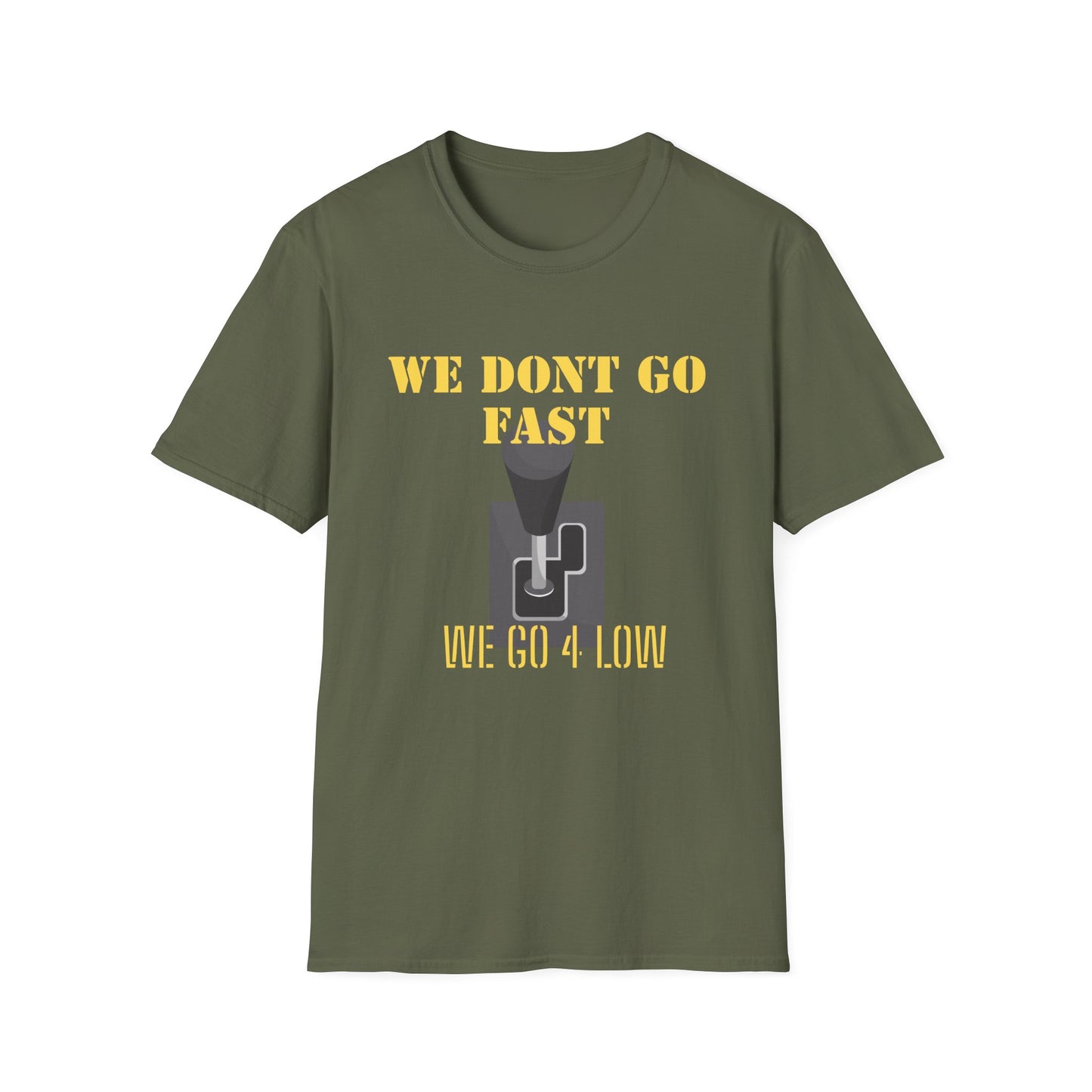 T‑Shirt — “We Don’t Go Fast” Retro Gearshift Tee