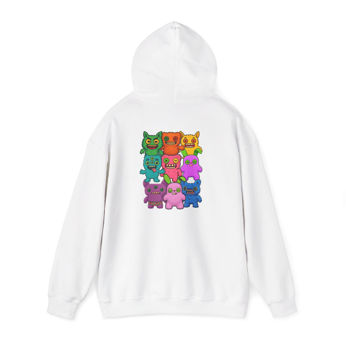 Hoodie Fugglers Colorful Cartoon Monster Crew Graphic Back Print