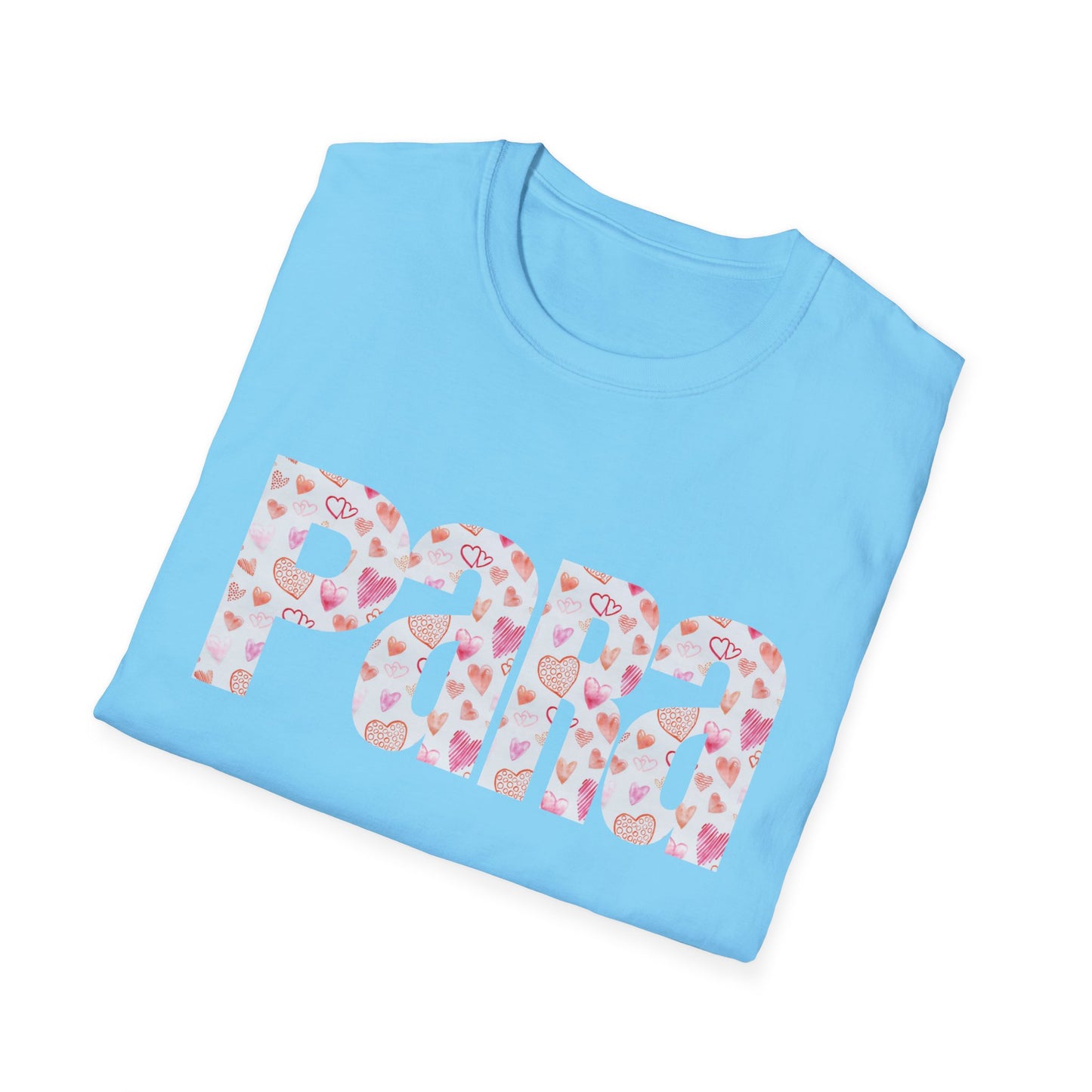 Para heart Text T-Shirt — Pink heart Pattern Graphic Tee