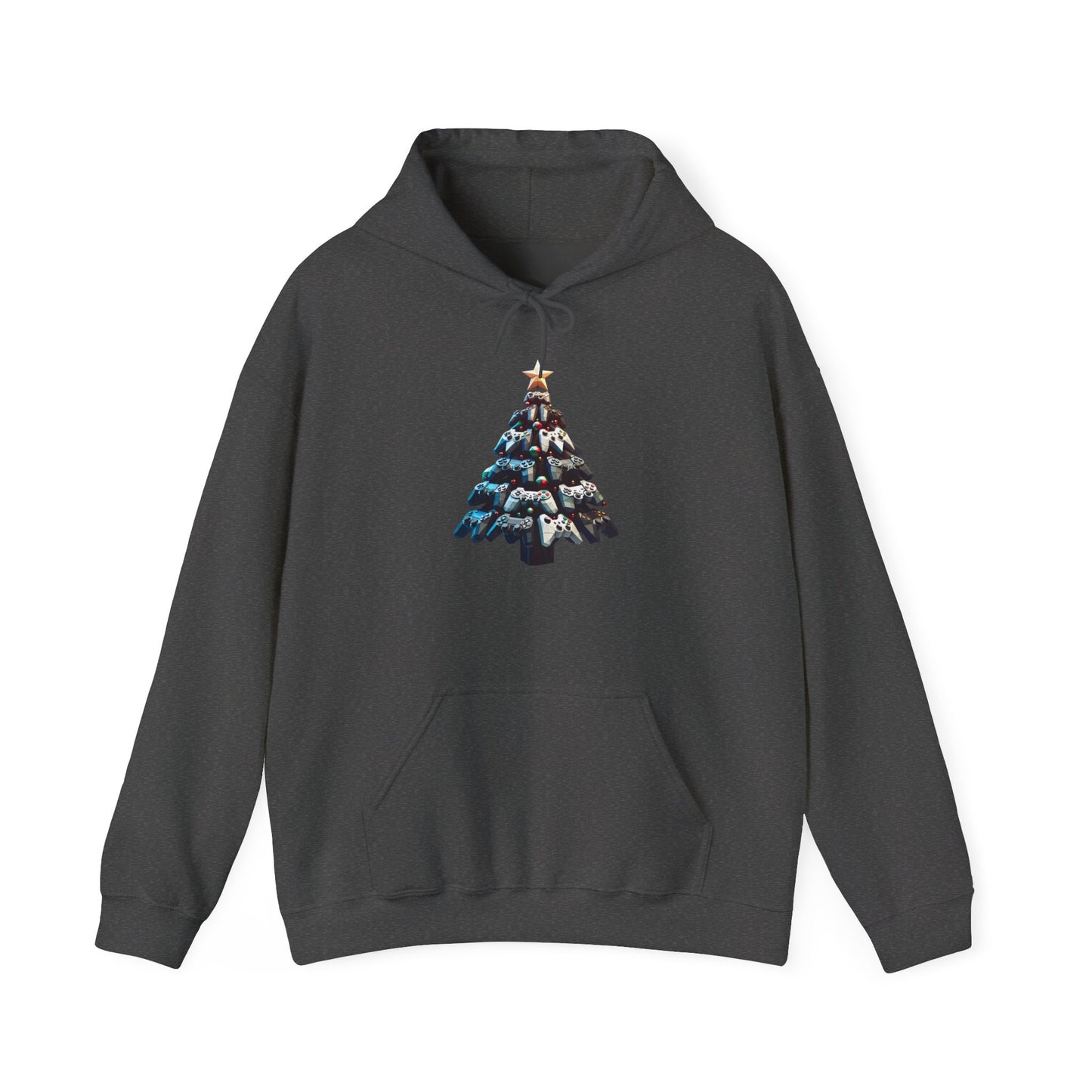 Video Game Console Christmas Tree Hoodie - Gamer Gift Sweatshirt, Holiday Gaming Apparel, Unisex Hooded Jumper, Geeky Christmas Present,