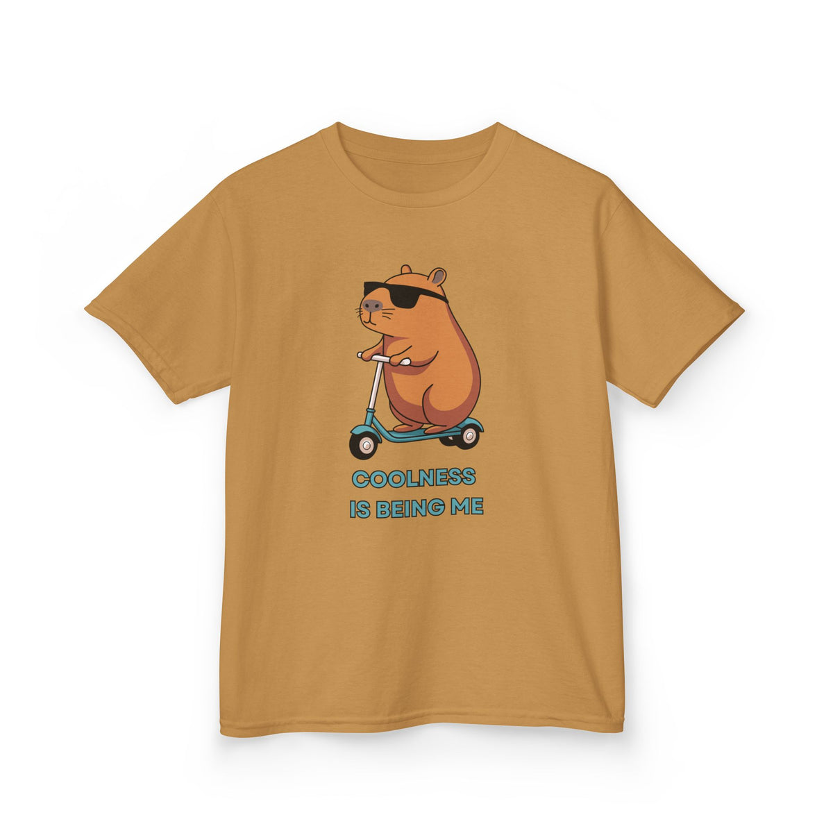 Kids Tee — 'Coolness Is Being Me' CAPYBARA on Scooter Cute Graphic T-Shirt