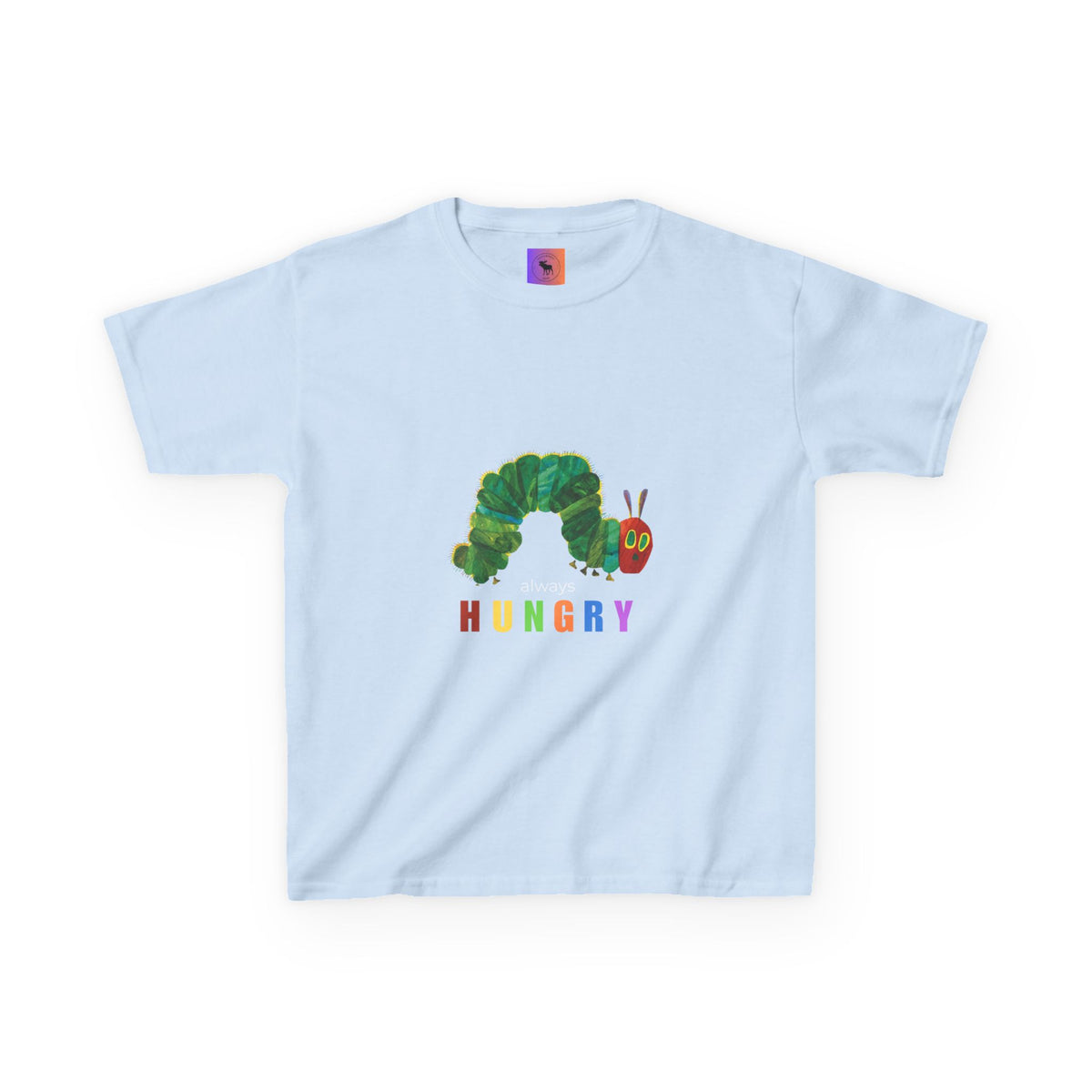 Kids Tee — "Always Hungry" Colorful Caterpillar Graphic