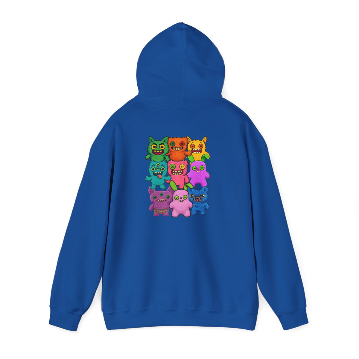 Hoodie Fugglers Colorful Cartoon Monster Crew Graphic Back Print