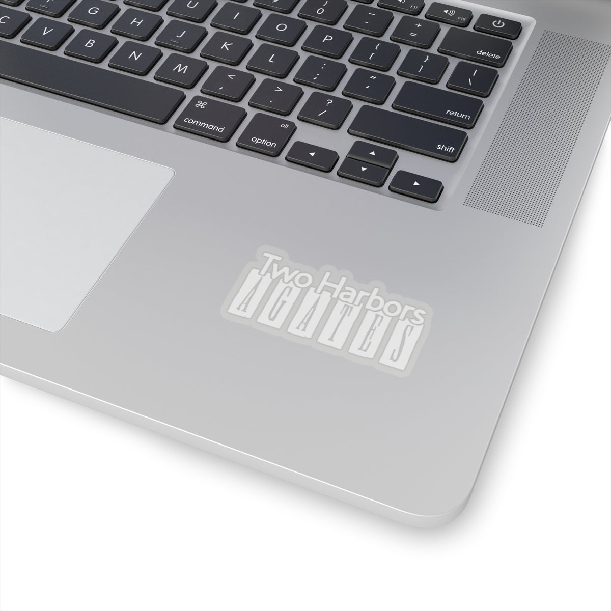 Kiss-Cut Two Harbors Agates Stickers, school pride, white text with transparent adhesive