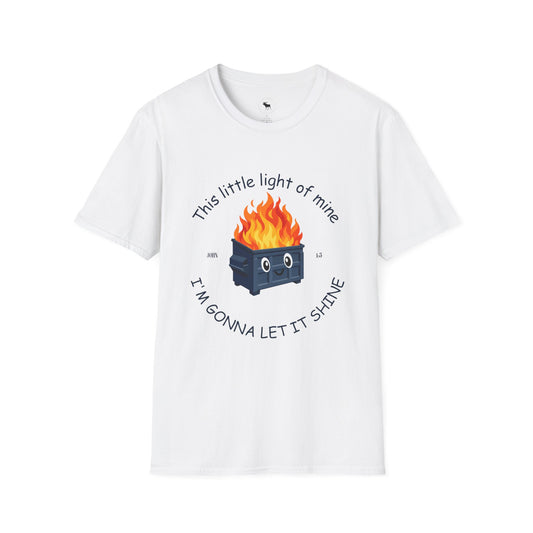 Dumpster on Fire T-Shirt — “This little light of mine, I'm gonna let it shine” Vintage religious Graphic Tee