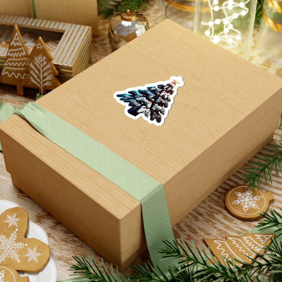 console controller Christmas tree Kiss-Cut Stickers