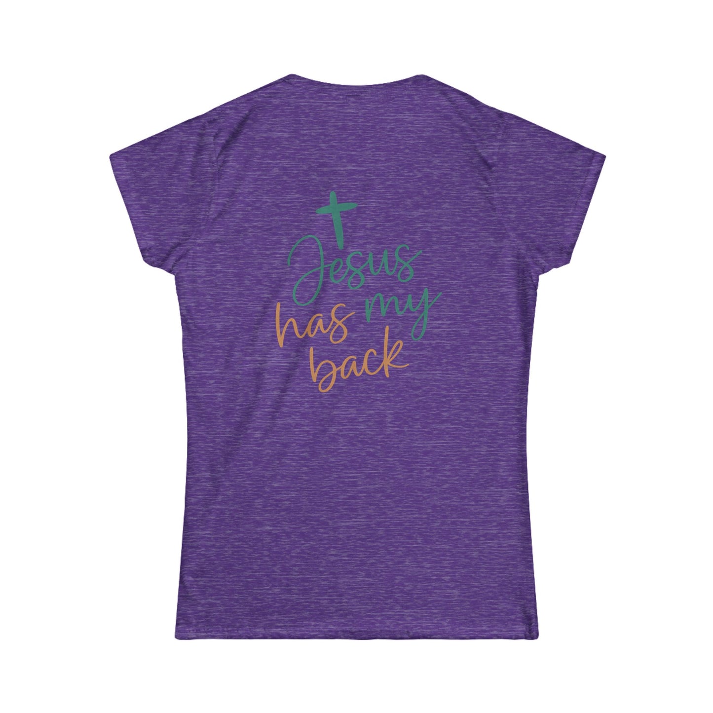 Christian Faith Women's Softstyle Tee - Inspirational Shirt - Jesus Has My Back T-Shirt - Casual, Gift for Believers, Spiritual Fashion