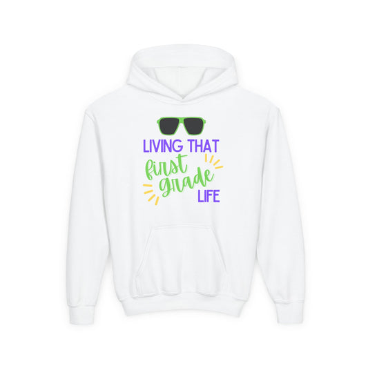 Cool first Grade Hoodie for Youth, Back to School Gift, Trendy Kids Sweatshirt, Living that Third Grade Life, Fun School Spirit Wear