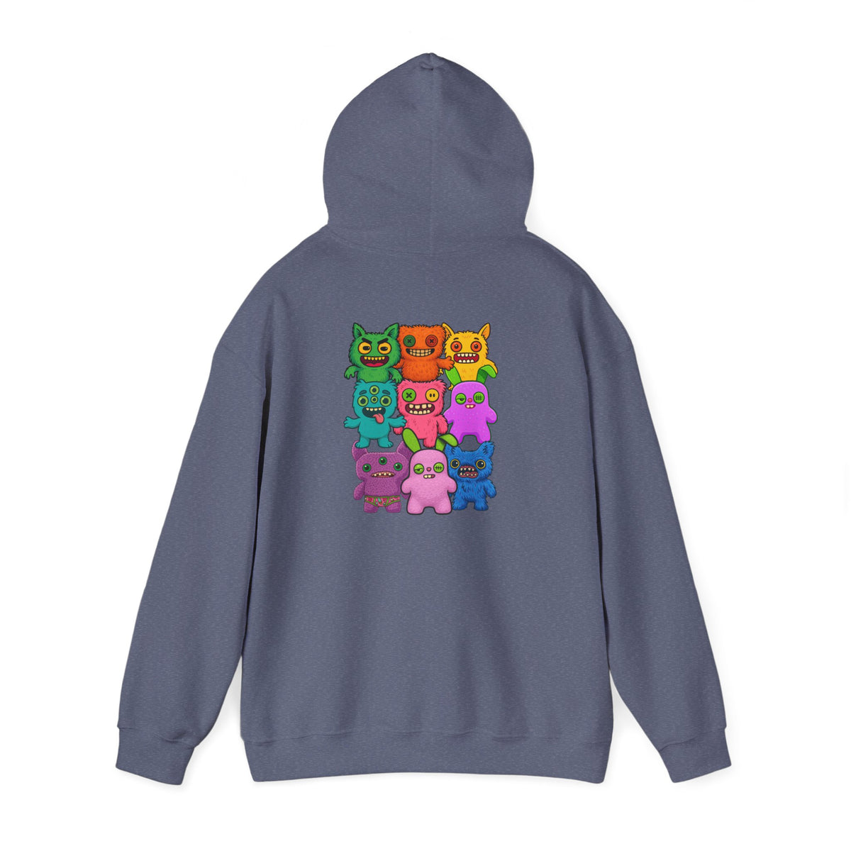 Hoodie Fugglers Colorful Cartoon Monster Crew Graphic Back Print