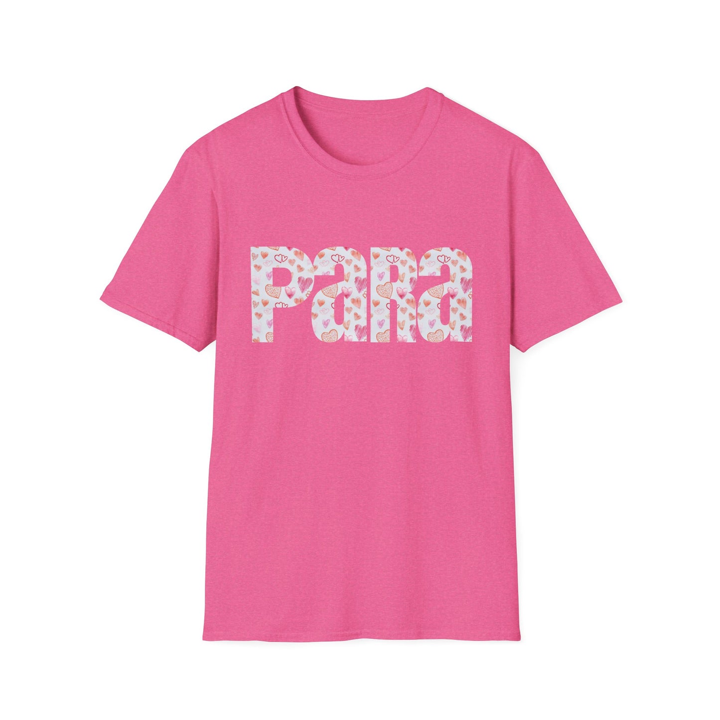 Para heart Text T-Shirt — Pink heart Pattern Graphic Tee