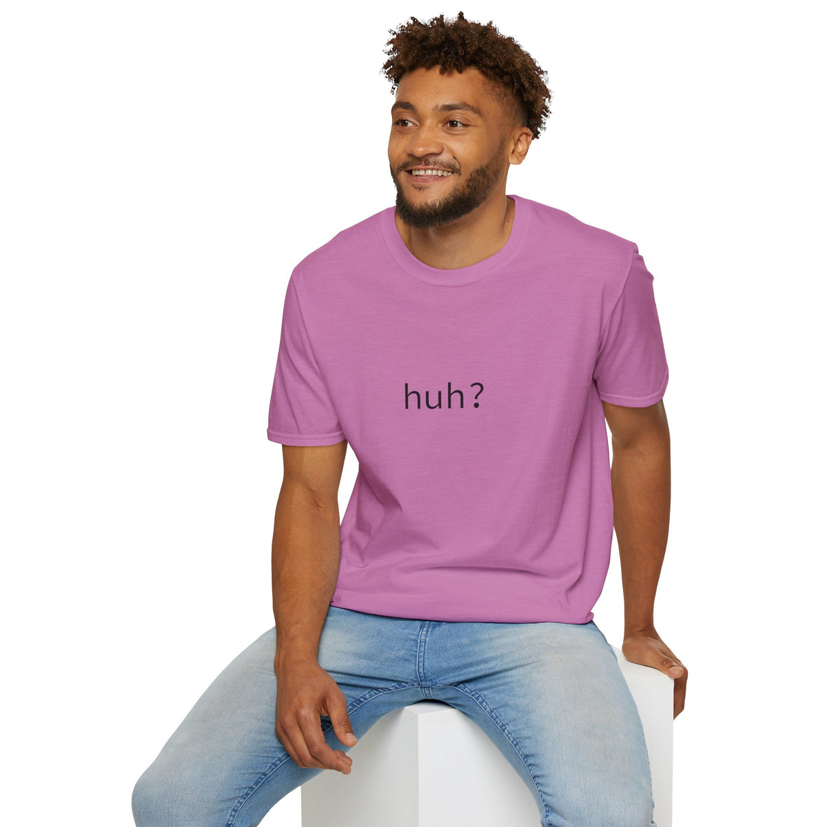 Huh? Minimalist Graphic T‑Shirt — Funny Casual Statement Tee
